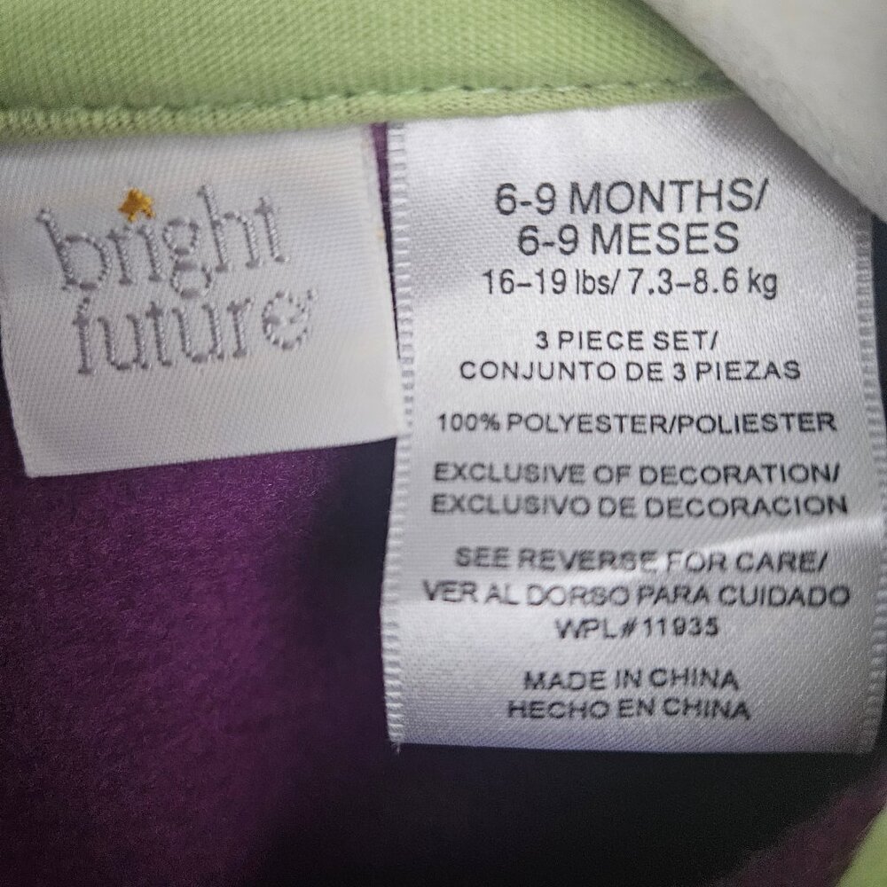 NWT Bright Future Baby Peas in a Pod Fleece Cardigan & Bootie Set Size 6-9 Month - Picture 10 of 12